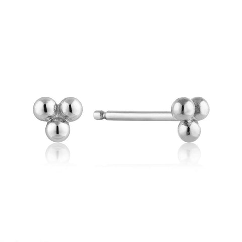 Silver Modern Triple Ball Stud Earrings