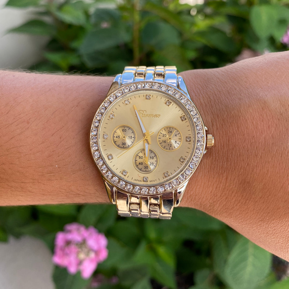 Parmex Goldtone CZ Watch – Michelle