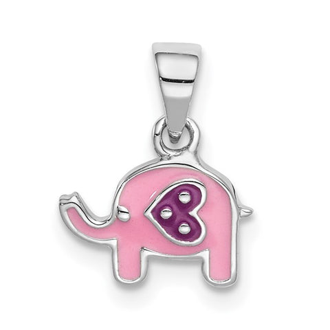 Sterling Silver Princess Collection Pink Elephant Necklace
