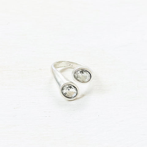 Fashion Double Clear Stone Open Ring