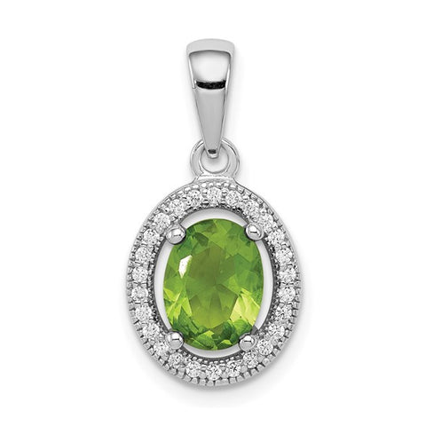 Sterling Silver August Oval Halo Necklace w/ CZ’s