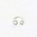 Fashion Double Clear Oval Stone Open Ring