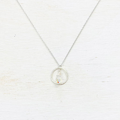 Sterling Silver April Circle Necklace