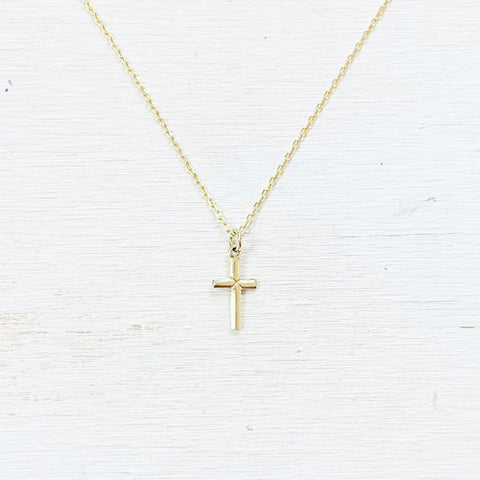 Sterling Silver Princess Collection Gold Tone Cross Necklace
