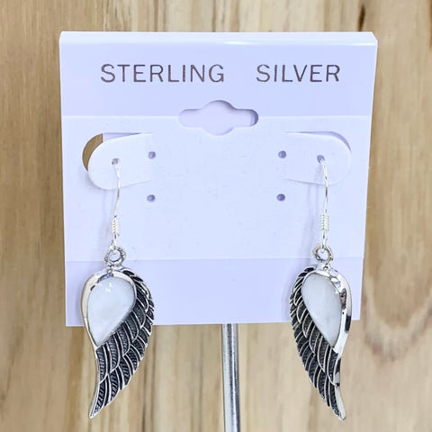 Sterling Silver Moonstone Wing Earrings