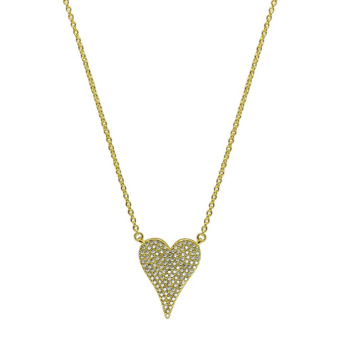 Gold Tone Dripping CZ Heart Necklace