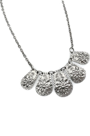 Anju Kashi Antique silver Embossed Necklace