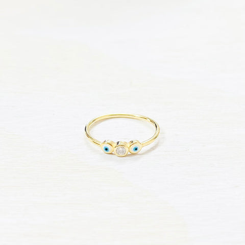SS Gold Plated Evil Eye with CZ