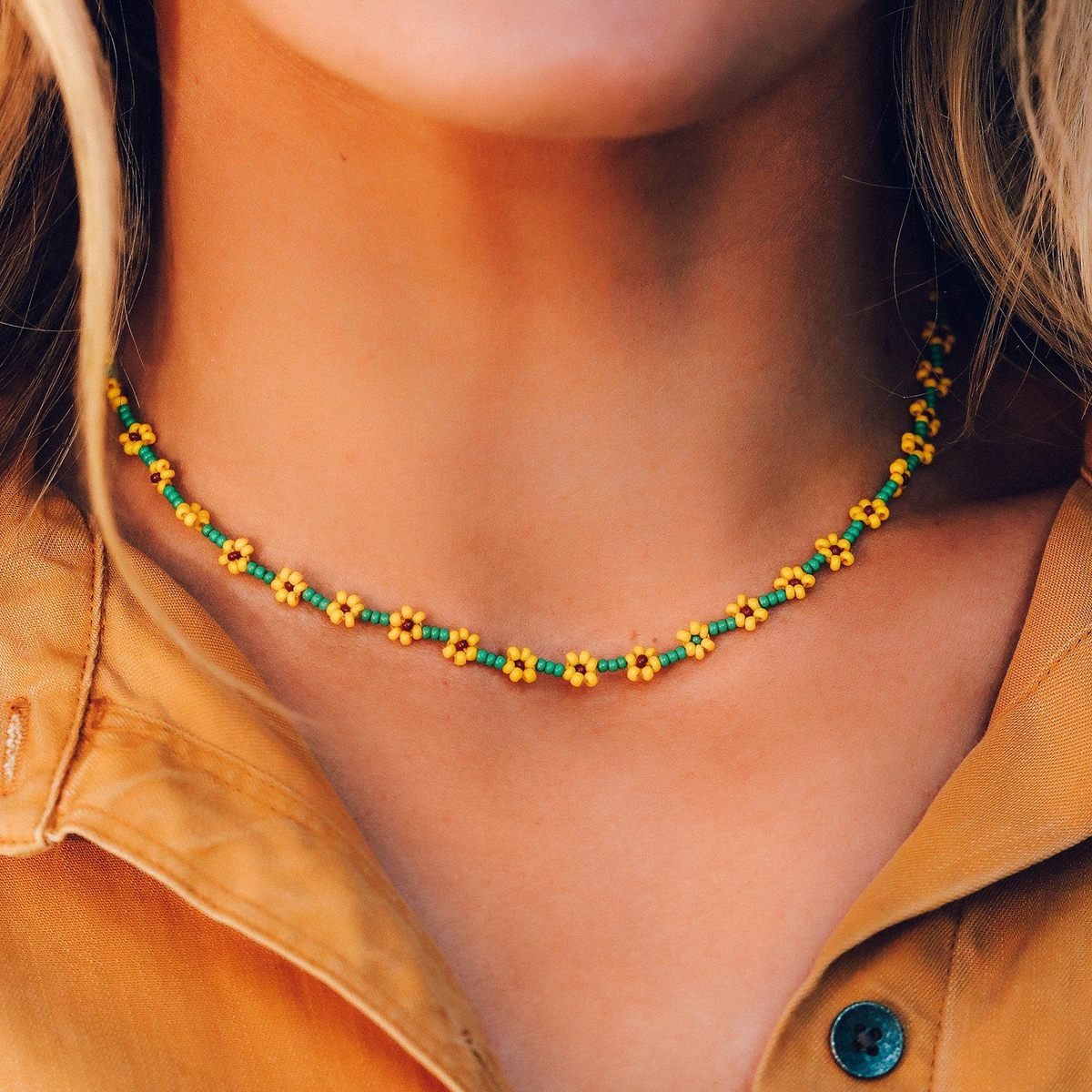 Sunflower Seed Bead Choker - Main Image