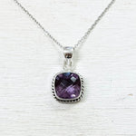 Sterling Silver Square Amethyst Necklace