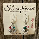 Silver Forest Christmas Bell Earrings