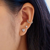 Ania Haie Silver Pave Heart Stud Earrings