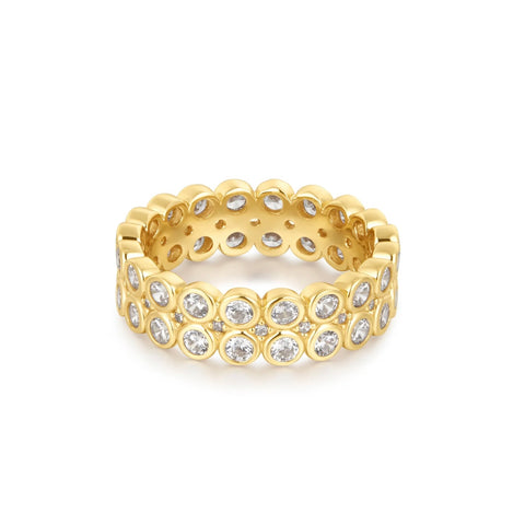 Gold Double Row Bezel Ring- Size 7