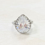 Sterling Silver Estate CZ Teardrop Ring