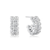 Silver Double Row Bezel Huggies