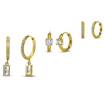 Isla Gold Clear Hoops 3 Pack