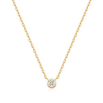 Gold Round Solitaire CZ Necklace
