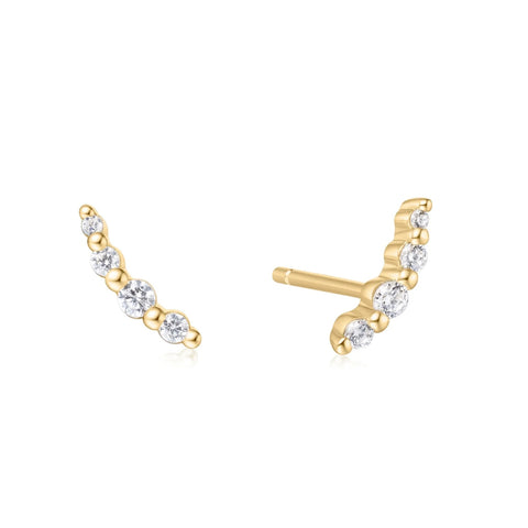 Gold Bezel Beaded Stud Earrings