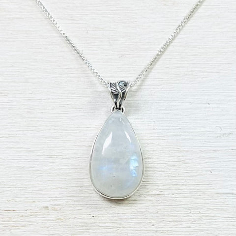 Sterling Silver Rainbow Moonstone Necklace