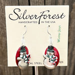 Silver Forest Snowman Earrings