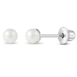Sterling Silver Baby Pearl Stud Earrings- 3mm