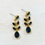 Fashion Gold Tone Blue Stone Dangle Earrings