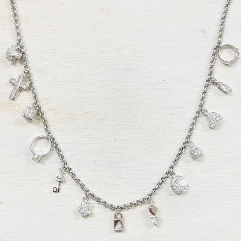 Sterling Silver Estate Charm Necklace