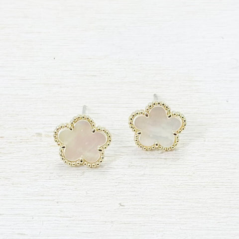 Fashion Mother of Pearl Flower Studs