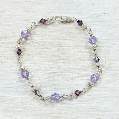 Sterling Silver Estate Purple Stone Bracelet