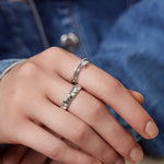 Silver Double Triangle Stacker Ring- Size 7