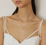 Silver Shell Pearl Drop Pendant Necklace