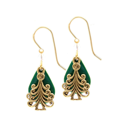 Silver Forest Christmas Tree Earrings