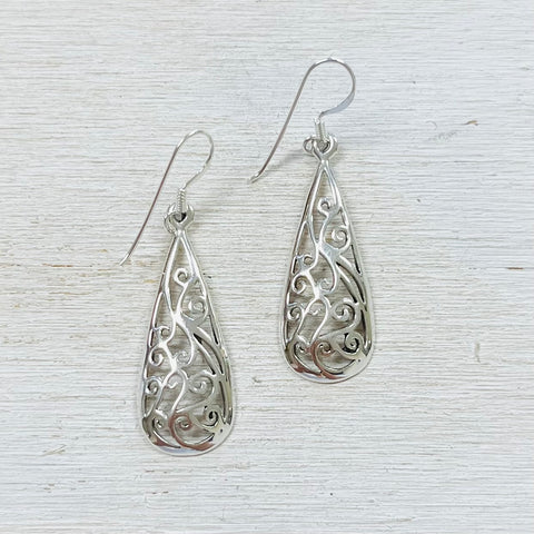 Sterling Silver Filigree Dangle Earrings