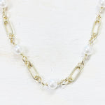 Fashion Gold Tone Chunky Pearl Toggle Necklace