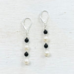 Sterling Silver Freshwater Pearl and Onyx Earrings