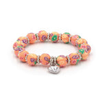 Kids Clay Bead Bracelet - Peach Floral