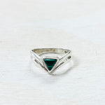 Sterling Silver Green Stone Point Ring