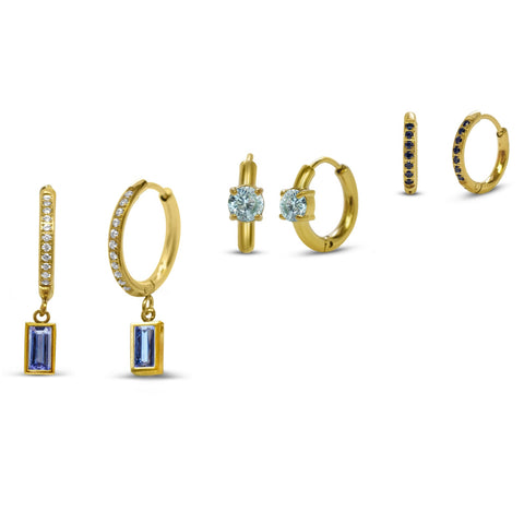 Isla Gold Bella Blues Hoops 3 Pack