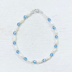 Sterling Silver Pearl and Blue Bead Bracelet