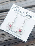Silver Forest Pink Howlite Flower Earrings