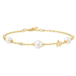 Gold Pearl and Star Station Bracelet