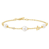 Gold Pearl and Star Station Bracelet