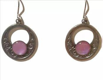 Silver Forest Pink Stone Earrings