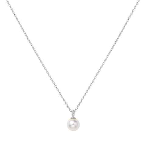 Silver Shell Pearl Drop Necklace