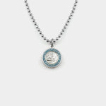 Small St. Christopher Surf Necklace, Silver/Baby Blue