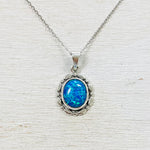 Sterling Silver Created Opal Necklace