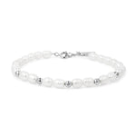 Silver Pearl and CZ Bezel Bracelet