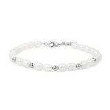 Silver Pearl and CZ Bezel Bracelet