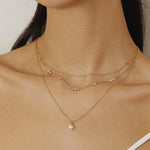 Gold Shell Pearl Drop Necklace