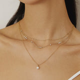 Gold Shell Pearl Drop Necklace